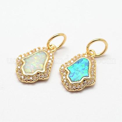 Brass Micro Pave Cubic Zirconia Charms US-ZIRC-E116-01A-1