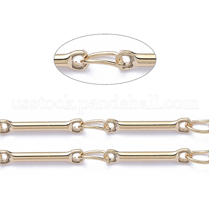 Real 18K Gold Plated Brass Bar Link Chains US-CHC-R126-13G-1