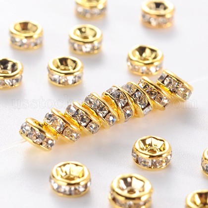 Brass Rhinestone Spacer Beads US-RB-A014-Z4mm-01G-NF-1