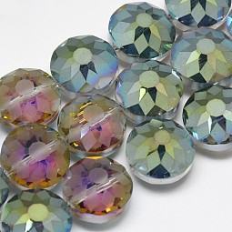 Electroplate Glass Beads Strands US-EGLA-Q084-14mm-02