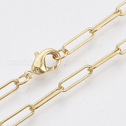 Brass Round Oval Paperclip Chain Necklace Making US-MAK-S072-04A-G