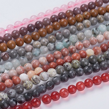 Natural Mixed Gemstone and Dyed Jade Beads Strands US-G-G151-6mm-M2-1