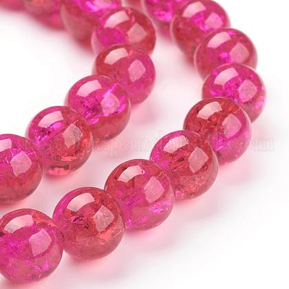 Spray Painted Crackle Glass Beads Strands US-CCG-Q002-10mm-08-1