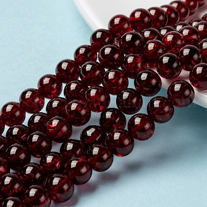 Crackle Glass Beads Strands US-CCG-Q001-8mm-18-1