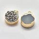 Electroplated Natural Druzy Agate Charms US-G-P320-05G-A-2