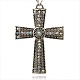 Tibetan Style Alloy Rhinestone Claddagh Cross Big Pendants US-RB-J128-28AS-1