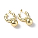 Brass Ring with Ball Dangle Stud Earrings US-EJEW-P214-07G-1