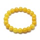 Natural Yellow Jade Bead Stretch Bracelets US-BJEW-K212-B-038-2