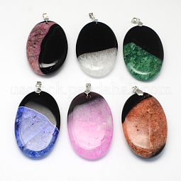 Oval Dyed Natural Agate Big Pendants US-G-Q942-25