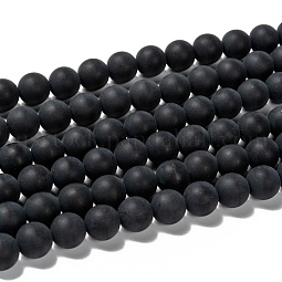 Dyed & Heated Natural Black Agate Bead Strands US-G-H056-8mm