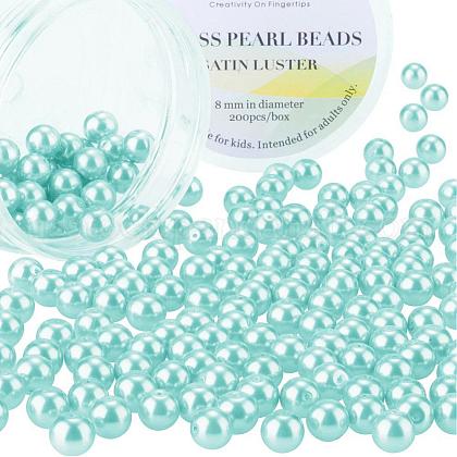 Pearlized Glass Pearl Round Beads US-HY-PH0001-8mm-034-1
