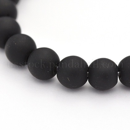 Dyed Natural Black Agate Beads Strands US-G-P088-14-6mm-1