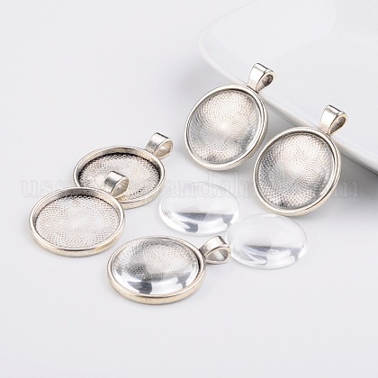 25mm Transparent Clear Domed Glass Cabochon Cover for Alloy Photo Pendant Making US-DIY-F007-14AS-RS-1