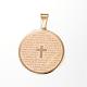 304 Stainless Steel Flat Round with Word Lord's Prayer Cross Pendants US-STAS-P085-25-1
