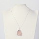 Natural Bezel Raw Rough Gemstone Rose Quartz Pendant Necklaces US-NJEW-JN01110-5