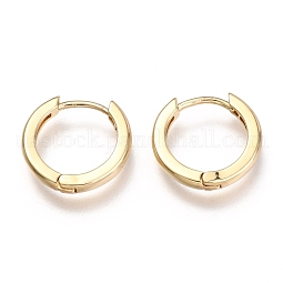 Brass Huggie Hoop Earrings US-EJEW-F245-06G