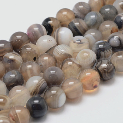 Natural Striped Agate/Banded Agate Bead Strands US-G-K155-A-10mm-13-1