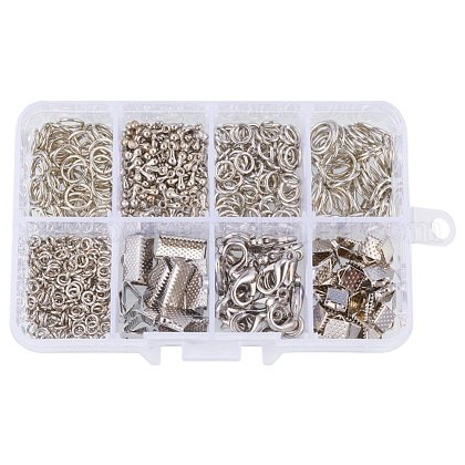 PandaHall Elite Basics Class Lobster Clasp And Jewelry Jump Rings In A Box Jewelry Finding Kit Alloy Drop End Pieces 1 Box US-FIND-PH0002-01-NF-B-1