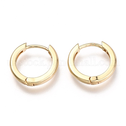 Brass Huggie Hoop Earrings US-EJEW-F245-06G-1