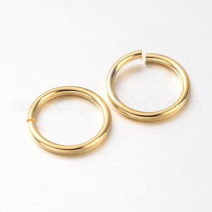 Eco-Friendly PVD Vacuum Plating & Long-Lasting Plated Brass Open Jump Rings&nbsp;US-X-KK-E663-8mm-G-2