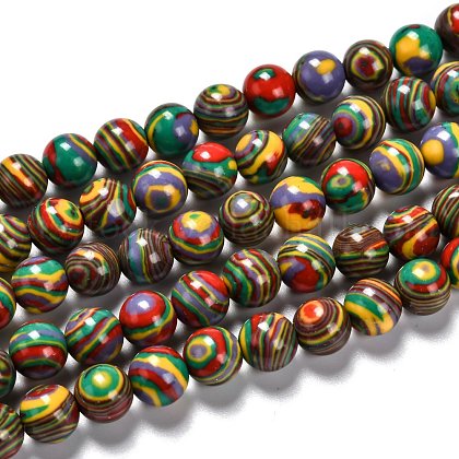 Synthetic Malachite Beads Strands US-G-I199-32-8mm-M-1