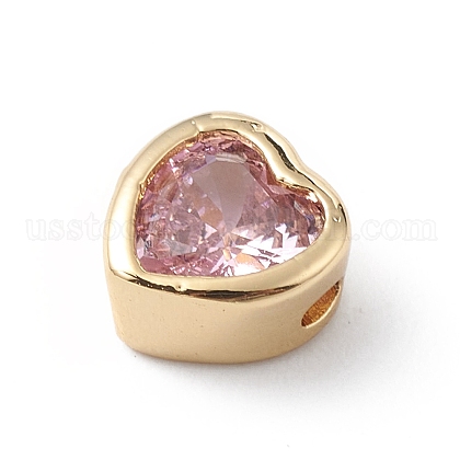 Real 18K Gold Plated Rack Plating Brass Micro Pave Cubic Zirconia Beads ...