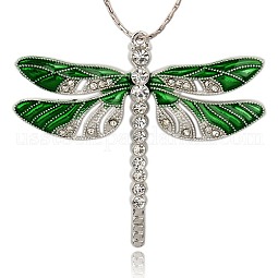 Platinum Alloy Enamel Dragonfly Big Pendants US-ENAM-J033-01P
