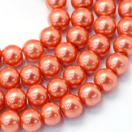 Baking Painted Pearlized Glass Pearl Round Bead Strands US-HY-Q003-4mm-38-1