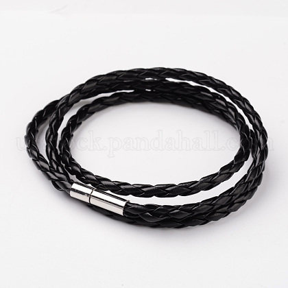 Braided Imitation Leather Cord Wrap Bracelets US-BJEW-L566-02A-1