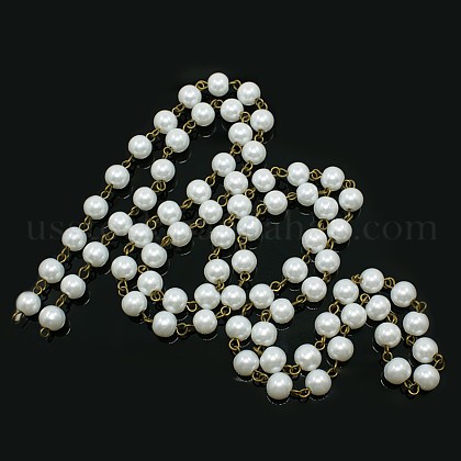 Handmade Glass Pearl Beads Chains US-AJEW-PH00489-01-1