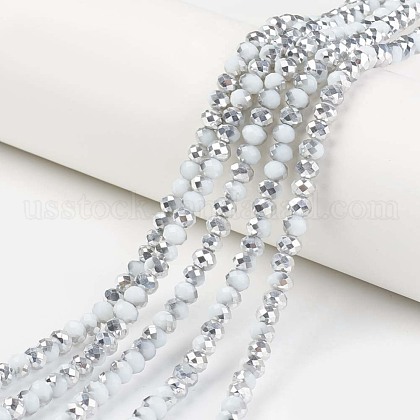 Electroplate Opaque Glass Beads Strands US-EGLA-A034-P6mm-M15-1