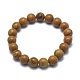 Natural Wood Lace Stone Bead Stretch Bracelets US-BJEW-K212-B-041-2