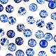 Blue and White Floral Printed Glass Cabochons US-GGLA-A002-12mm-XX-1