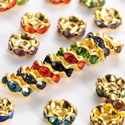 Brass Rhinestone Spacer Beads US-RSB028NFG-1