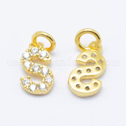 Brass Micro Pave Grade AAA Cubic Zirconia Charms US-ZIRC-P067-11G-S-NR-1