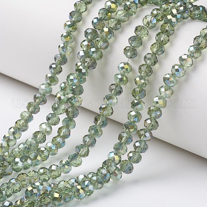 Electroplate Transparent Glass Beads Strands US-EGLA-A034-T6mm-S11-1