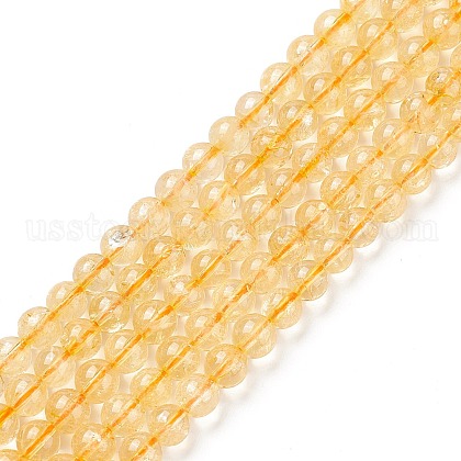 Natural Citrine Beads Strands US-G-E326-6mm-01-1