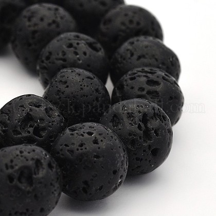 Natural Lava Rock Round Bead Strands US-G-M169-14mm-03-1
