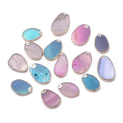 Golden Plated Natural Agate Pendants US-G-R413-14-1