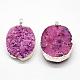 Electroplated Natural & Dyed Druzy Agate Pendants US-G-N0167-023A-3