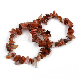 Unisex Chip Natural Carnelian/Red Agate Beaded Stretch Bracelets US-BJEW-S143-01