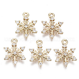 Brass Micro Pave Cubic Zirconia Charms for Christmas US-KK-R111-033