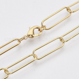 Brass Round Oval Paperclip Chain Necklace Making US-MAK-S072-06A-G