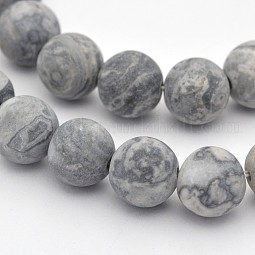 Natural Map Stone/Picasso Stone/Picasso Jasper Beads Strands US-G-D657-10mm