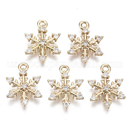 Brass Micro Pave Cubic Zirconia Charms for Christmas US-KK-R111-033-1