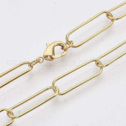 Brass Round Oval Paperclip Chain Necklace Making US-MAK-S072-06A-G-1