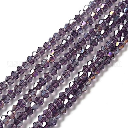 Transparent Electroplate Glass Beads Strands US-EGLA-S056-4mm-18-1