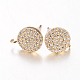Brass Micro Pave Cubic Zirconia Stud Earring Findings US-ZIRC-E132-13A-G-1