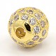 CZ Jewelry Brass Micro Pave Cubic Zirconia Round Beads US-ZIRC-M024-04-3