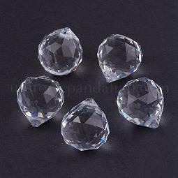 Clear Faceted Ball-Shaped Glass Pendants US-X-GR20X23MMY-1